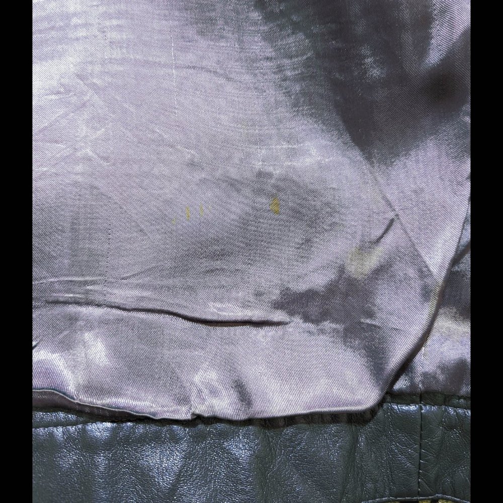 DKNY JEANS Size L *Metallic* Blue Gray L/S LEATHER Jacket, Lined & Denim-Style - Picture 4 of 5